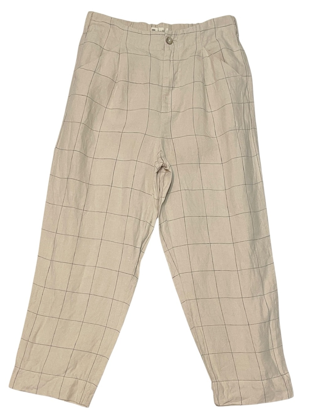 NWT Madewell Linen Windowpane Plaid Trousers Preppy Work Casual Travel Summer 6 - Picture 2 of 13